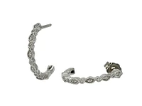 14K White Gold 0.07cttw Diamond Hoop Earrings