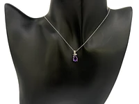 10K White Gold Amethyst and Diamond Necklace, 18"