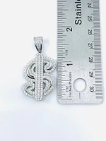 Money symbol Sterling Silver Charm w /CZ