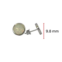 925 Sterling Silver Rhodium Plated Created Opal Stud Earrings with Butterfly Backs