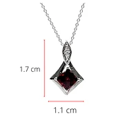 10K White Gold Garnet and Diamond Necklace