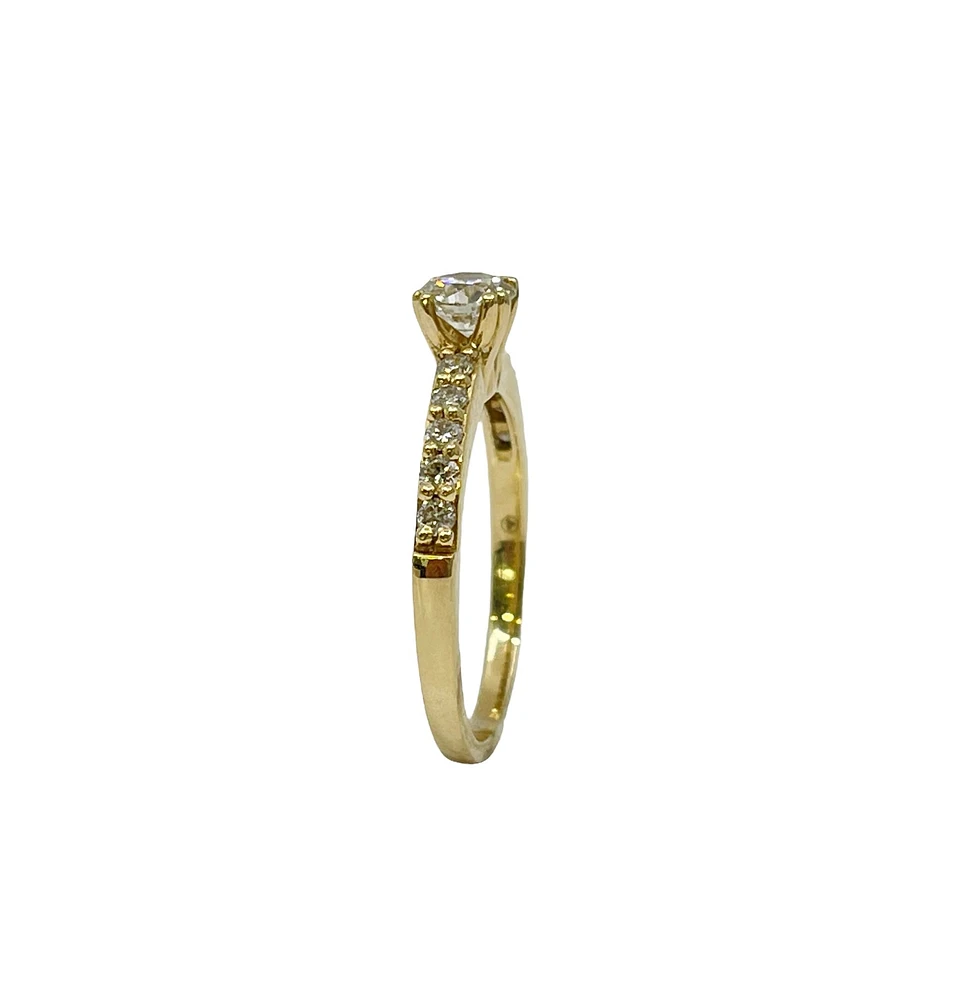 14K Yellow Gold 0.70cttw Canadian Diamond Engagement Ring, size 6.5