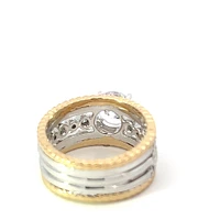 14K White & Yellow Round Brilliant Cut Diamond Ring - Mount Only (No centre diamond) / Gold