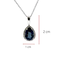 10K White Gold London Blue Topaz and Diamond Pendant, 18"