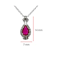 10K White Gold Ruby and Diamond Pendant, 18"