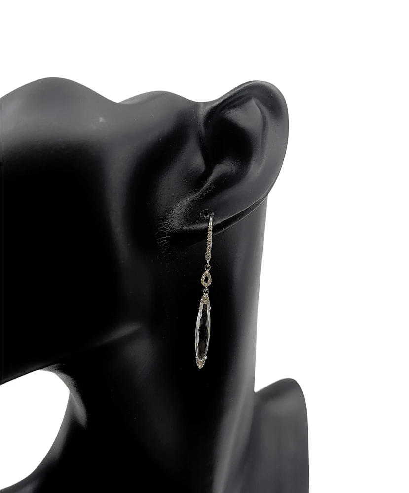 14K White Gold 4.03cttw White Topaz and 0.12cttw Diamond Dangle Earrings