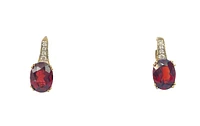 10K Yellow Gold Garnet & 0.04cttw Diamond Earrings