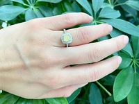 14K White Gold 1.33cttw Fancy Yellow and White Diamond Halo Engagement Ring, size 6