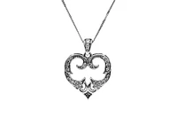 10K White Gold 0.20cttw Diamond Heart Pendant, 18"