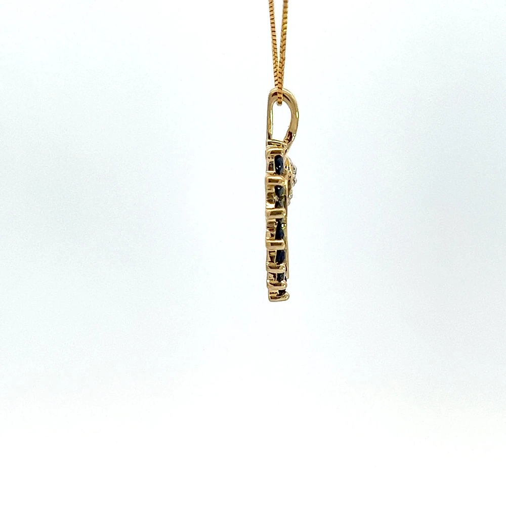 10K Gold 0.03 cttw Diamond and Sapphire Heart Pendant
