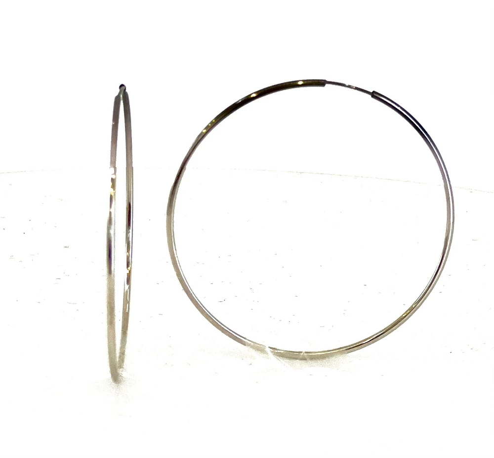 10K White Gold 12mm Sleeper/Keeper/Hoop Earrings 