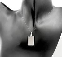 10K White Gold Engraveable Bevelled Edge Rectangular Charm - 20mm x 10mm