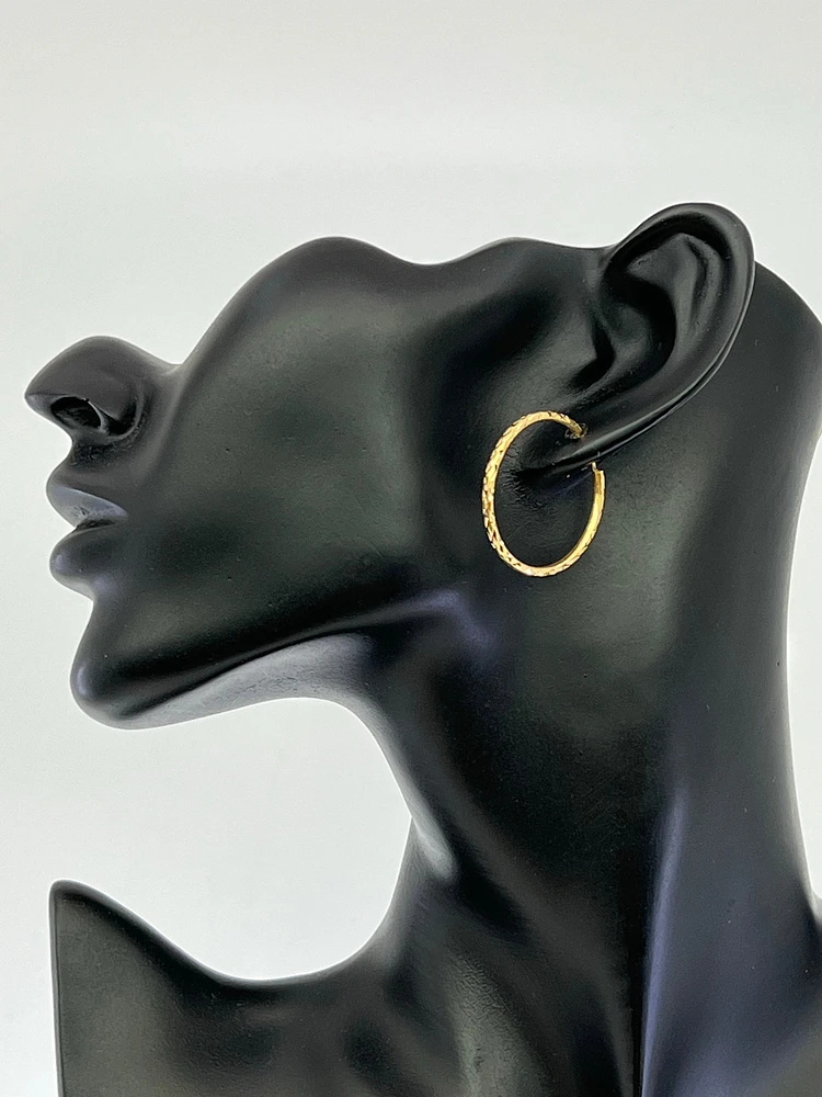 10K Gold 27mm Sleeper/Keeper/Hoop Earrings