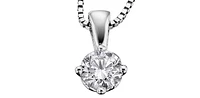 14K White Gold 0.17cttw Round Cut Canadian Diamond Pendant, 18”