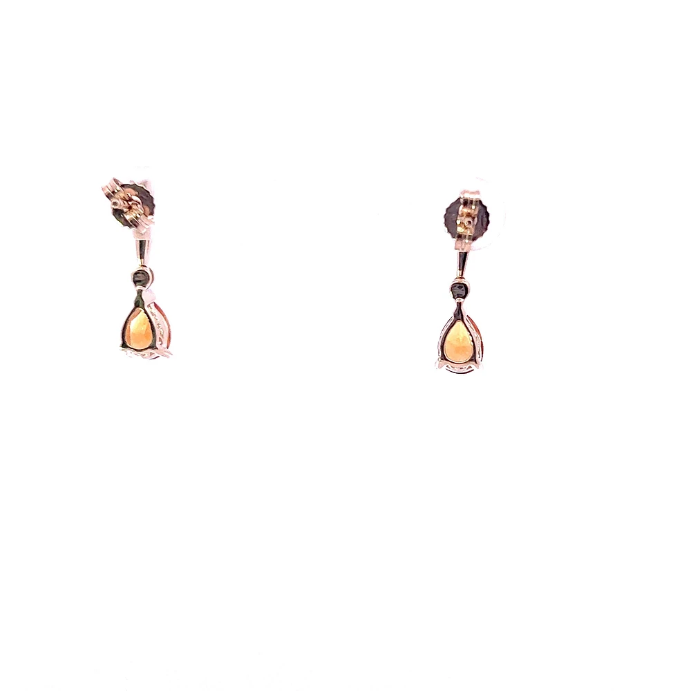 10K Yellow Gold Genuine Citrine & 0.025cttw Diamond Earrings
