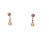 10K Yellow Gold Genuine Citrine & 0.025cttw Diamond Earrings