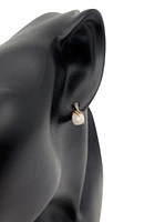 10K Rose Gold 6mm Cushion Cut Genuine Agate And 0.01cttw Diamonds Earrings