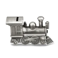 Pewter-tone Finish Metal Train Bank