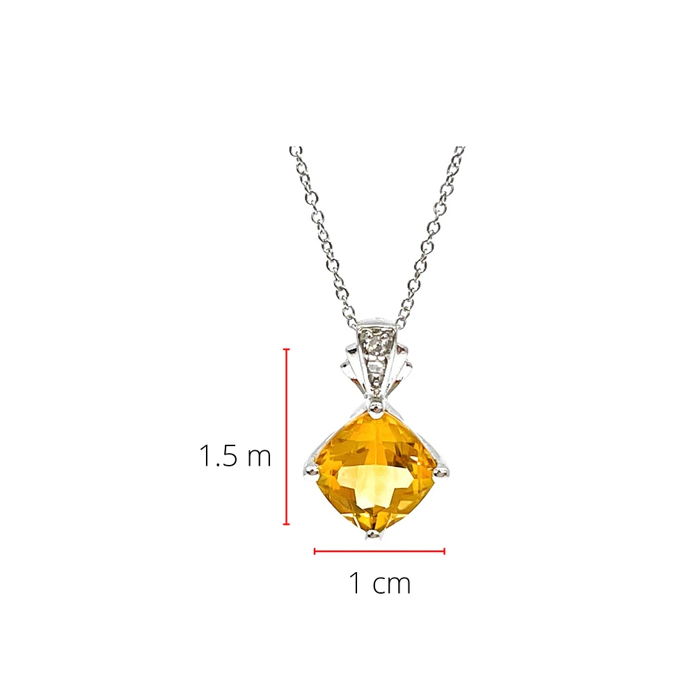 10K White Gold Citrine and Diamond Necklace, 18"