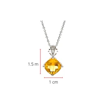 10K White Gold Citrine and Diamond Necklace, 18"