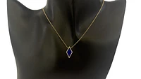 14K Yellow Gold 0.63cttw Lapis Lazuli and 0.09cttw Diamond Necklace, 18"