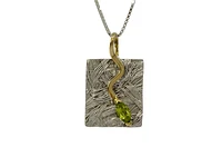 Sterling Silver & 18K Yellow Gold Plated 1.10cttw Peridot Pendant, 18"