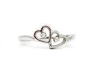 10K White Gold 0.01cttw Round Cut Diamond Ring, size 5.75