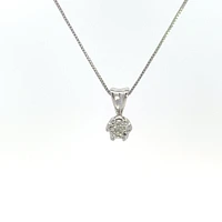 10K White Gold 0.05 cttw Diamond Solitaire Pendant, 18"