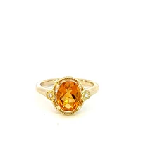 10K Yellow Gold  Citrine and Diamond Ring - Size 7