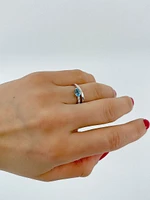 Genuine Blue Topaz & Diamond Ring