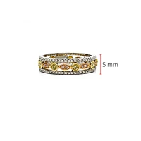 14K White Gold 0.31cttw Yellow, Pink and White Diamond Ring - Size 6.5