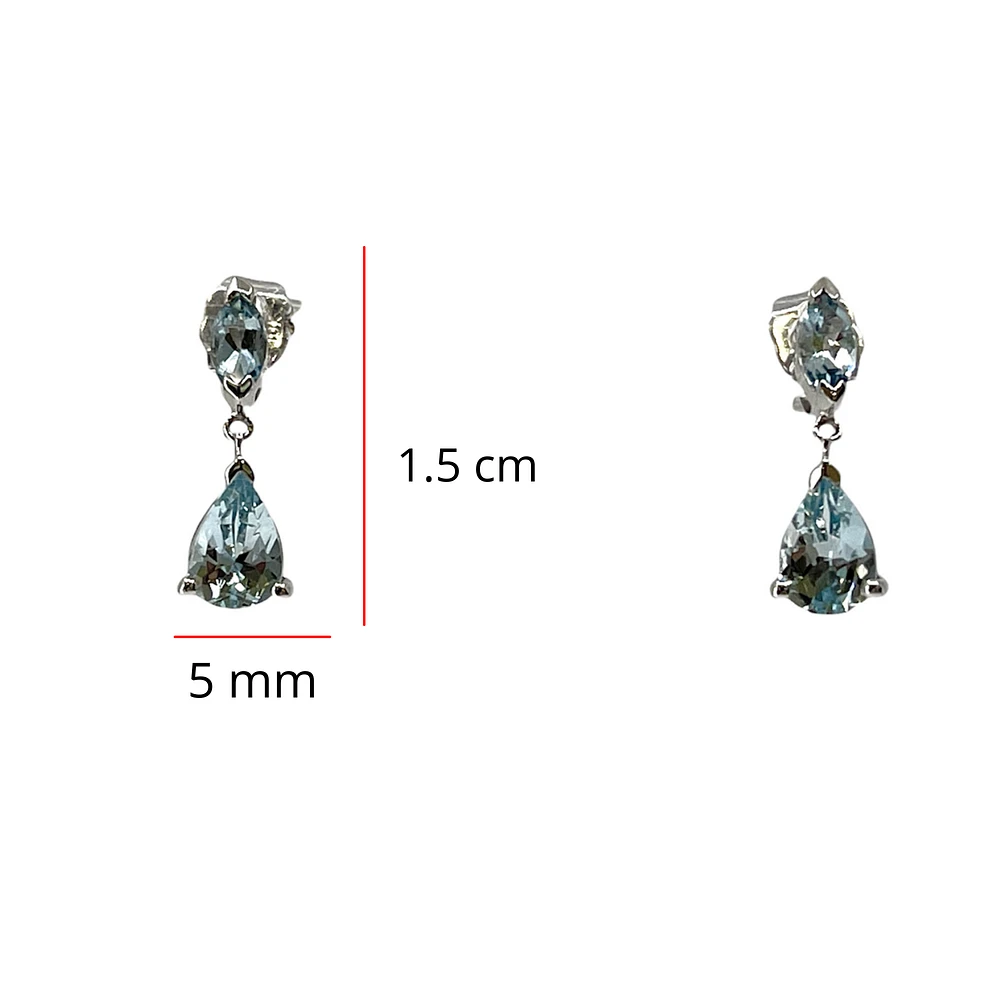 10K White Gold 1.70cttw Genuine Aquamarine Dangle / Drop Earrings