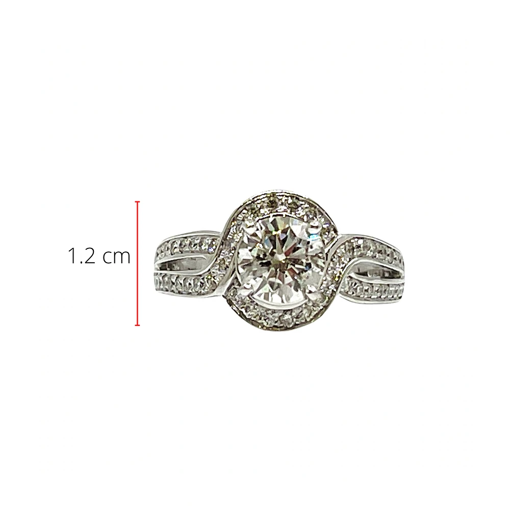 14K White Gold 1.63cttw Diamond Halo Engagement Ring - Size 6.5