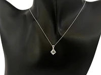 10K Gold 6.0mm Cushion Cut Aquamarine & 0.008cttw Diamond Pendant