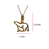 14K Yellow Gold 0.03cttw Diamond Mother and Cub Pendant