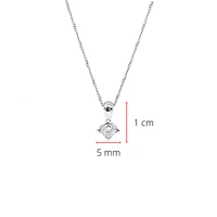 18K White Gold 0.15cttw Princess Cut Canadian Diamond Pendant, 18"