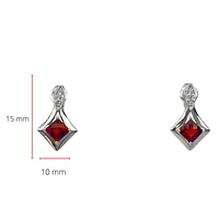 10K White Gold Garnet Stud Earrings