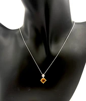 10K White Gold Citrine and Diamond Necklace, 18"
