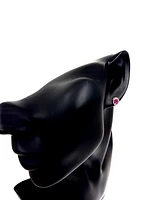 925 Sterling Silver Ruby & Diamond Halo Stud Earrings