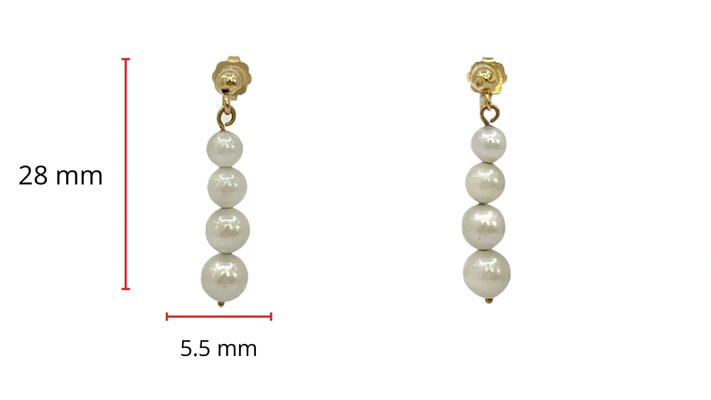 14K Yellow Gold Fresh Water Pearl Earring