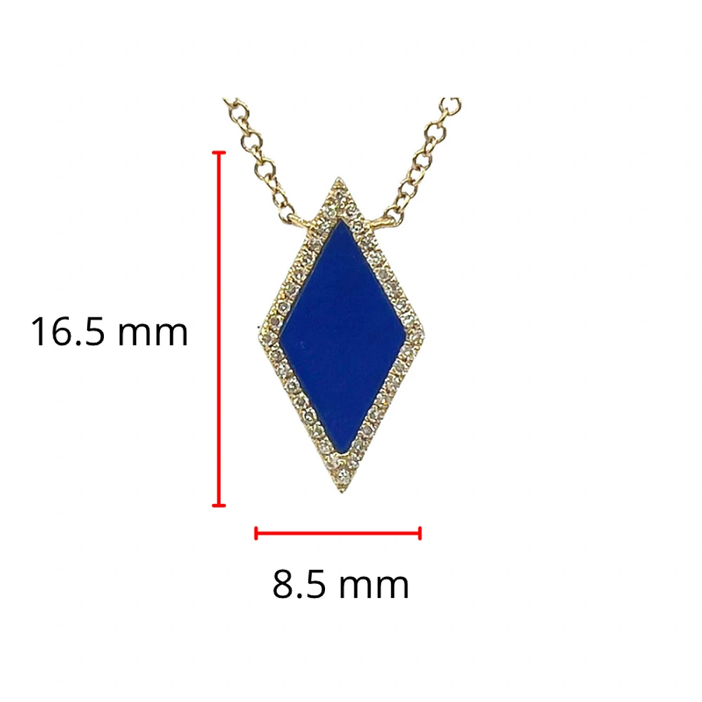 14K Yellow Gold 0.63cttw Lapis Lazuli and 0.09cttw Diamond Necklace, 18"