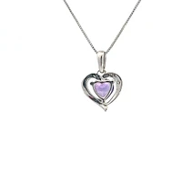 10K White Gold Amethyst and Diamond Pendant - 18"