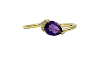 10K Yellow Gold Amethyst and Diamond Ring