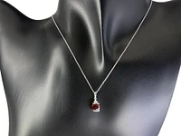 10K White Gold 6mm Garnet and 0.007cttw Diamond Necklace - 18 Inches