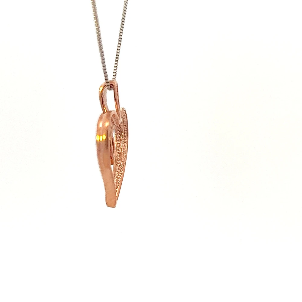 10K White and Rose Gold cttw Diamond Heart Pendant