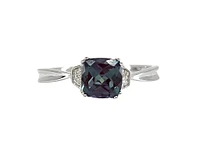 10K Gold 1.00cttw Created Alexandrite and 0.02cttw Diamond Ring