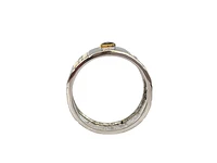 Silver & 18K Yellow Gold 0.15cttw Sapphire & Cubic Zirconia Ring, Size 7.5