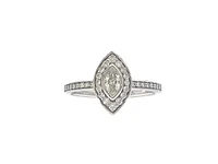 10K White Gold 0.18cttw Marquise Cut Diamond Halo Engagement Ring, size 6.5