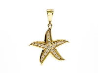 10K Yellow Gold Starfish with Cubic Zirconia Charm