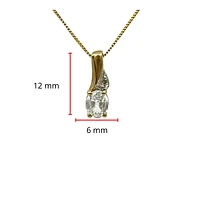10K Yellow Gold White Zircon and Diamond Pendant, 18"